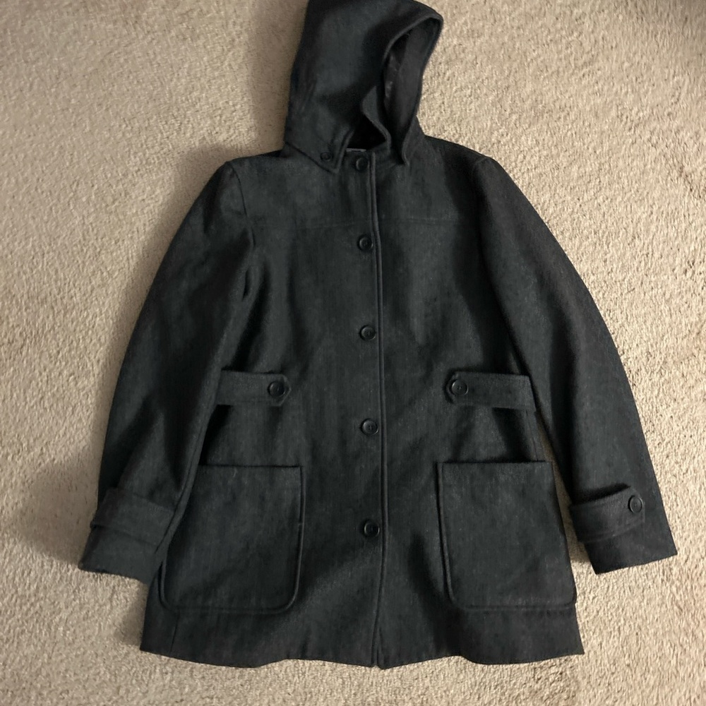 Women's Charcoal/Black Hooded Coat Gap Large